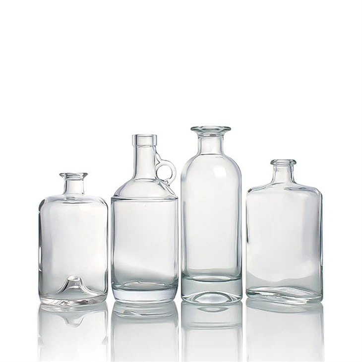 Round Shape Transparent Spirit Alcohol Liquor Bottle With Cork